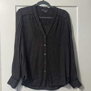 VINCE Mini-Geo Print Silk Blouse